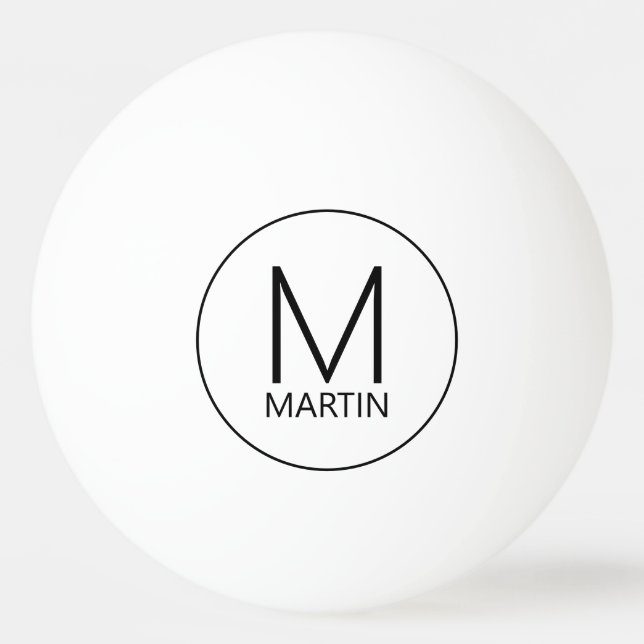 Modern Personalised Monogram and Name Ping Pong Ba Ball (Front)