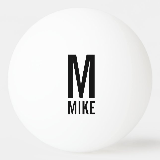 Modern Personalised Monogram and Name Ping Pong Ball (Front)