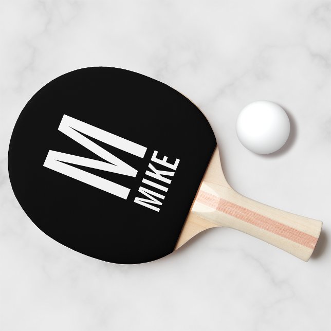 Modern Personalised Monogram and Name Ping Pong Paddle (Creator Uploaded)
