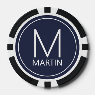 Modern Personalised Monogram and Name Poker Chips