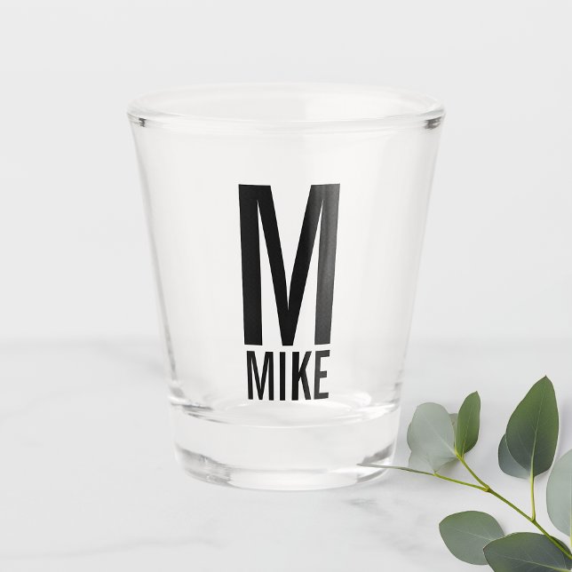 Modern Personalised Monogram and Name Shot Glass (Creator Uploaded)