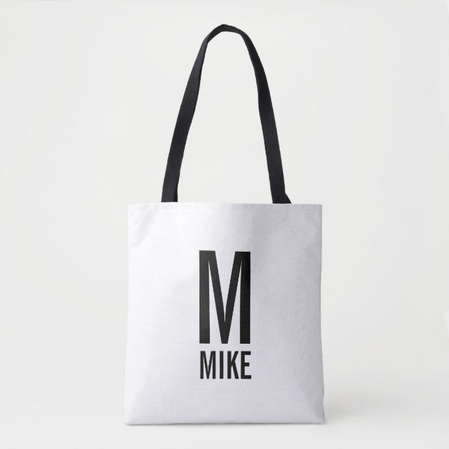 Modern Personalised Monogram and Name Tote Bag (Front)