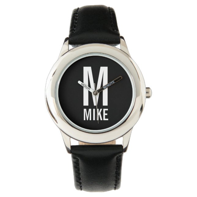 Modern Personalised Monogram and Name Watch (Front)