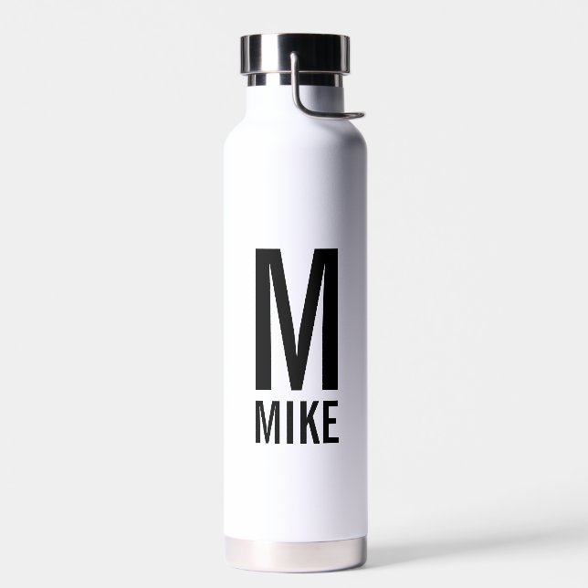 Modern Personalised Monogram and Name Water Bottle (Left)