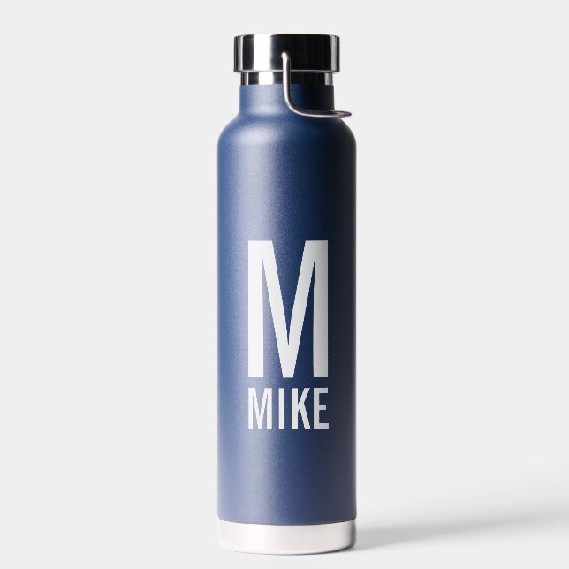 Modern Personalised Monogram and Name Water Bottle (Left)