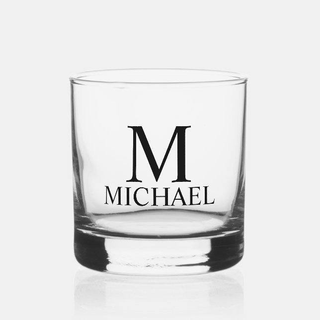 Modern Personalised Monogram and Name Whiskey Glass (Front)