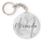 Modern Personalised Monogram and Name White Marble