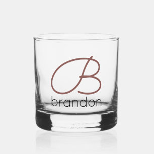Modern Personalised Monogram Cocktail Drinkware Whiskey Glass