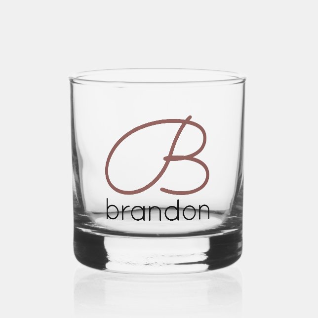 Modern Personalised Monogram Cocktail Drinkware Whiskey Glass (Front)
