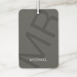 Modern Personalised Monogram Grey Car Air Freshener