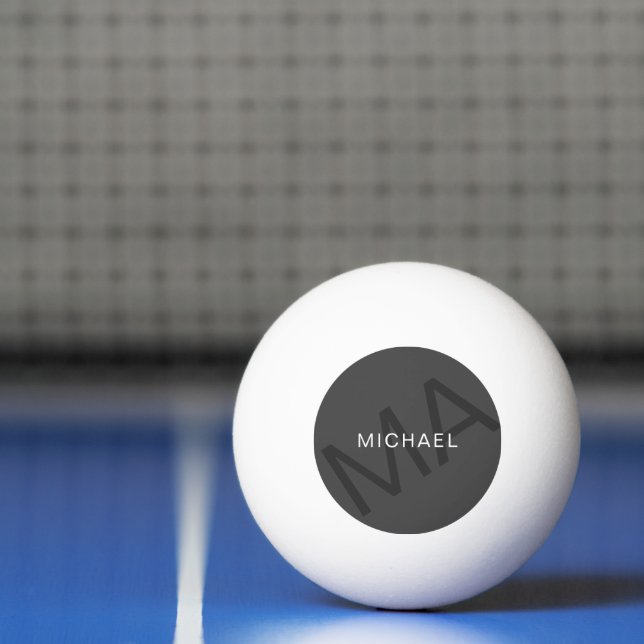 Modern Personalised Monogram Grey Ping Pong Ball (Net)