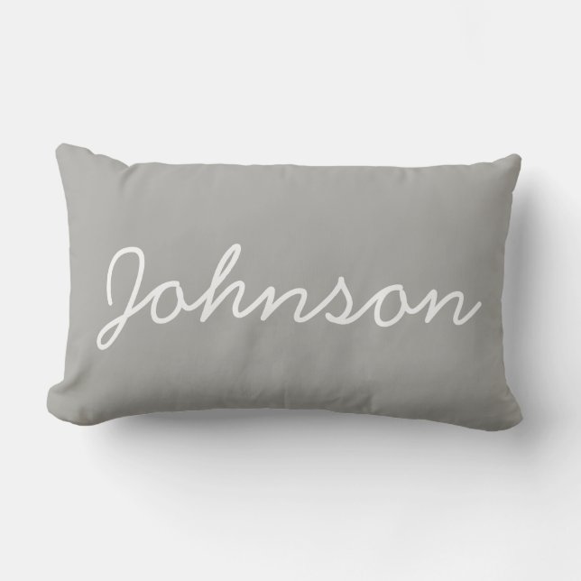 Modern Personalised Monogram Grey Throw Pillow (Front)