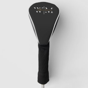 Modern Personalised Monogram Initials Name White Golf Head Cover