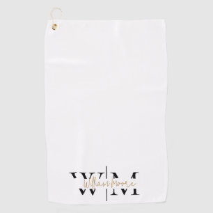 Modern Personalised Monogram Initials Name White Golf Towel