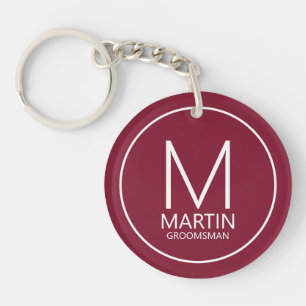 Modern Personalised Monogram&Name Groomsmen Key Ring