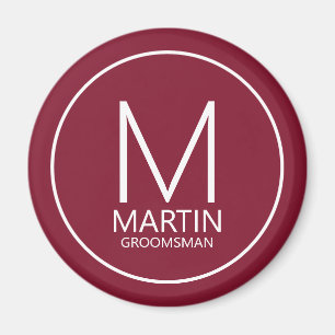 Modern Personalised Monogram&Name Groomsmen Magnet