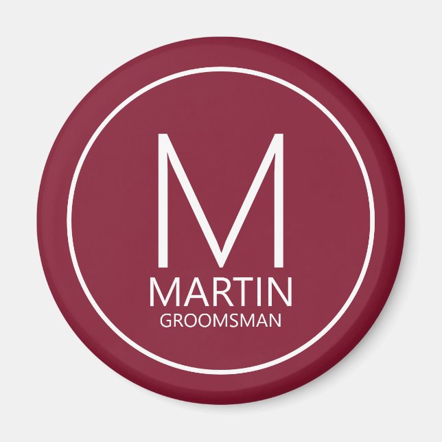 Modern Personalised Monogram&Name Groomsmen Magnet (Front)