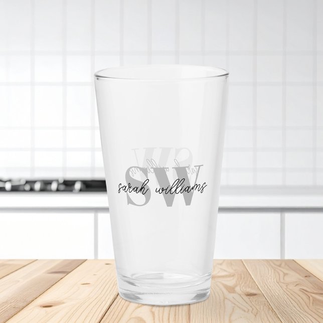 Modern Personalised Monogram Name Initial Glass (Creator Uploaded)