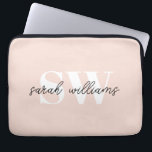 Modern Personalised Monogram Name Pink Laptop Sleeve<br><div class="desc">Modern Personalised Monogram Name Pink Laptop Sleeve</div>