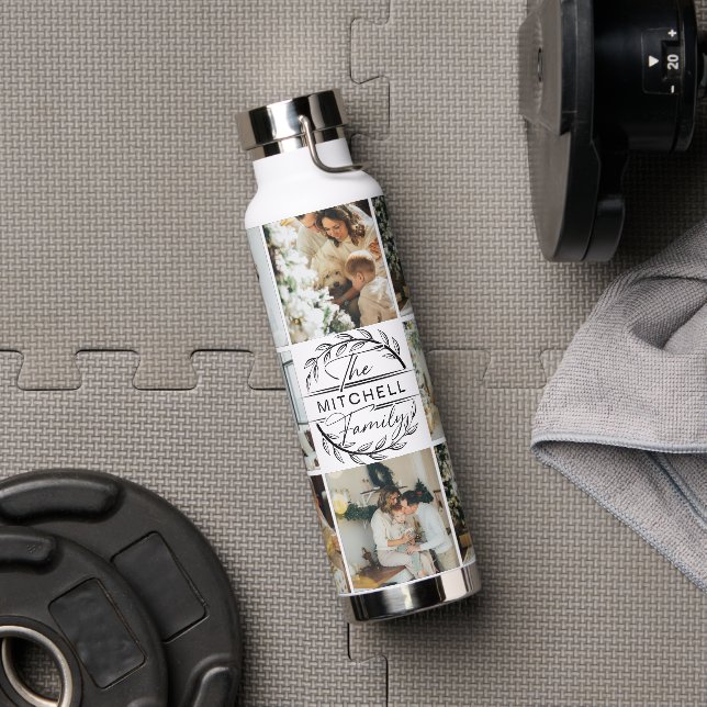 Modern Personalised Monogram & Photo Collage Water Water Bottle (Gym)