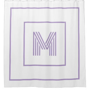 Modern Personalised Monogram white purple Shower Curtain