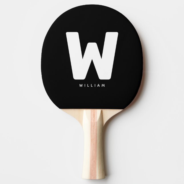 Modern Personalised Monogrammed Table Tennis Ping Pong Paddle (Front)