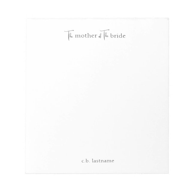 Modern Personalised Mother of the Bride Notepad (Front)