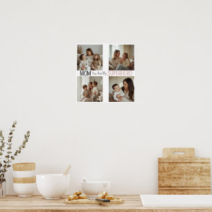 Modern Personalised Mum Superhero Photo Collage  Poster