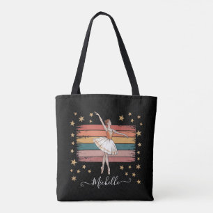 Modern Personalised Name Ballet Ballerina black    Tote Bag