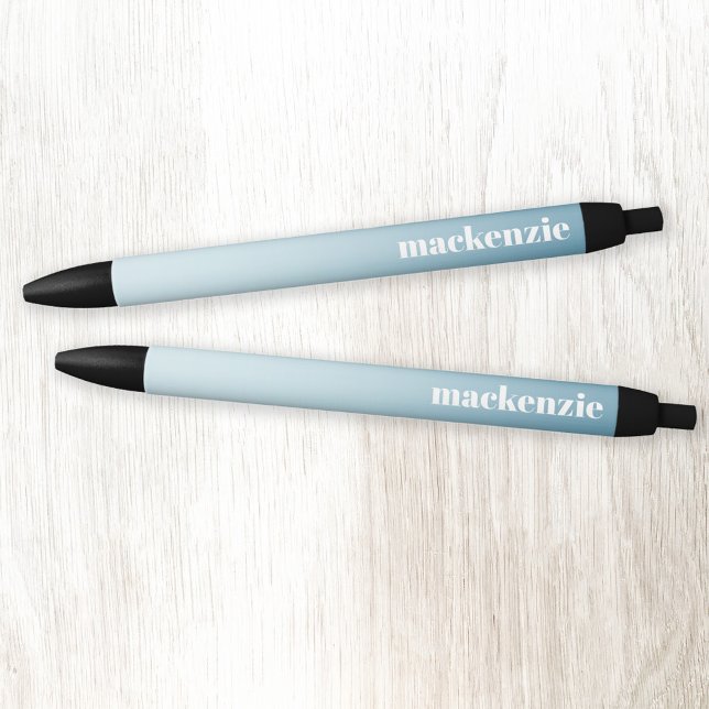 Modern Personalised Name Blue Gradient Black Ink Pen (Modern lower case typography personalized name blue gradient pen)
