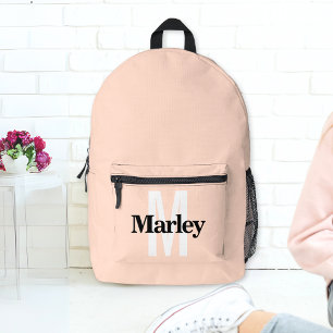 Modern Personalised Name Bold Blush Pink Printed Backpack