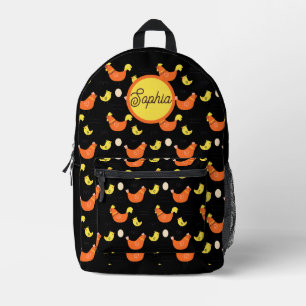 Modern Personalised Name Chicken Farm  Printed Backpack