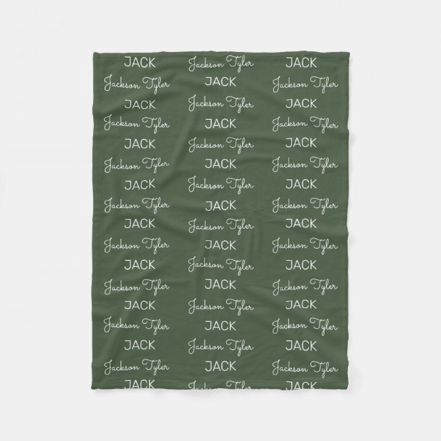 Modern Personalised Name Fleece Baby Blanket (Front)
