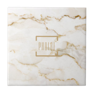 Modern Personalised Name Gold Effect Marble Ceramic Tile