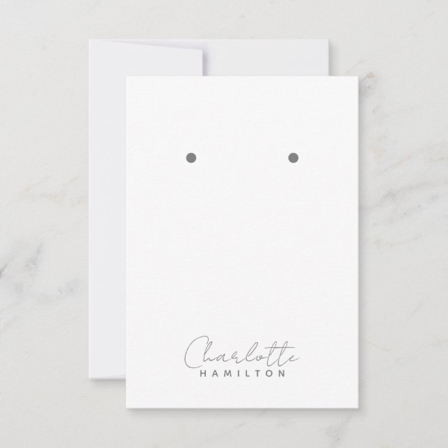 Modern Personalised Name Grey Tones Earring Card (Front)