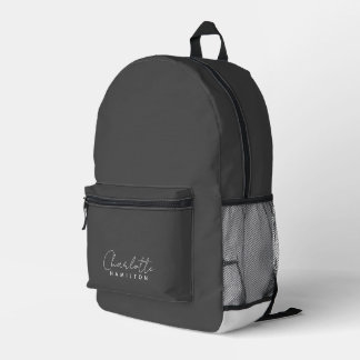 Modern Personalised Name Grey Tones Printed Backpack