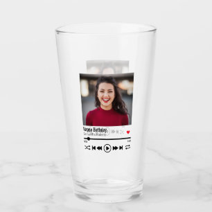 Modern Personalised Name Happy Birthday Photo Glass
