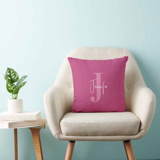 Modern Personalised Name Initial Monogram Girly  Cushion (Chair)