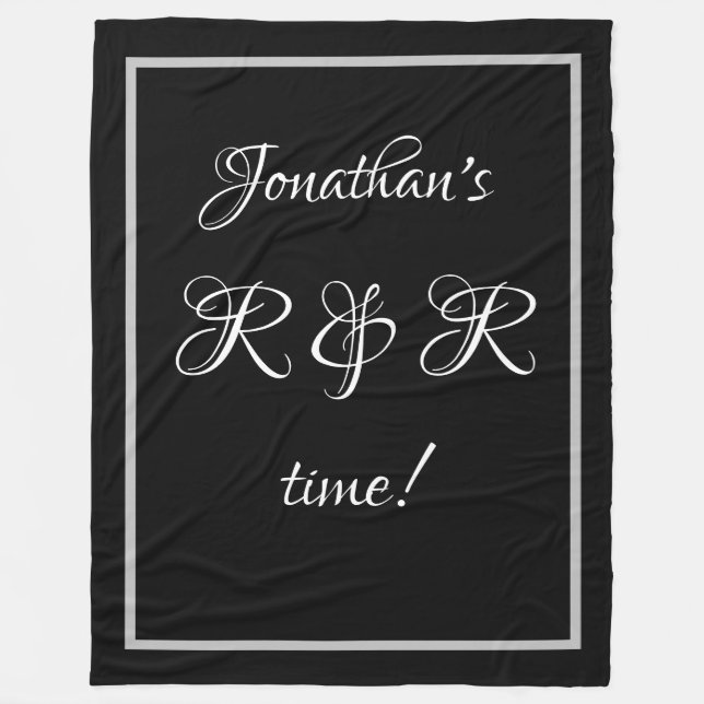 Modern Personalised Name Jonathan's R&R time Cute Fleece Blanket (Front)