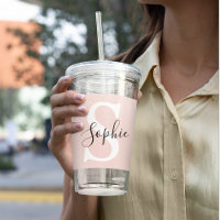 Modern Personalised Name Monogram Pastel Pink