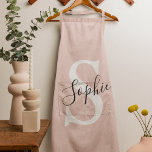 Modern Personalised Name Monogram Pastel Pink Apron<br><div class="desc">Modern Personalised Name Monogram Pastel Pink</div>