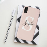 Modern Personalised Name Monogram Pastel Pink Case-Mate iPhone Case<br><div class="desc">Modern Personalised Name Monogram Pastel Pink</div>