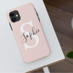 Modern Personalised Name Monogram Pastel Pink Case-Mate iPhone Case<br><div class="desc">Modern Personalised Name Monogram Pastel Pink</div>