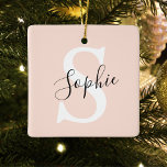 Modern Personalised Name Monogram Pastel Pink Ceramic Ornament<br><div class="desc">Modern Personalised Name Monogram Pastel Pink</div>
