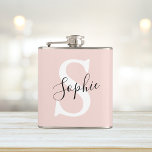 Modern Personalised Name Monogram Pastel Pink Hip Flask<br><div class="desc">Modern Personalised Name Monogram Pastel Pink</div>