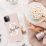 Modern Personalised Name Monogram Pastel Pink iPhone 11Pro Max Case<br><div class="desc">Modern Personalised Name Monogram Pastel Pink</div>