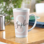 Modern Personalised Name Monogram Pastel Pink Latte Mug<br><div class="desc">Modern Personalised Name Monogram Pastel Pink</div>