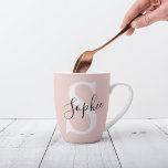 Modern Personalised Name Monogram Pastel Pink Latte Mug<br><div class="desc">Modern Personalised Name Monogram Pastel Pink</div>