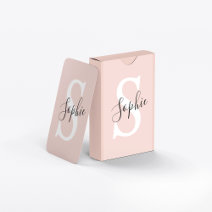 Modern Personalised Name Monogram Pastel Pink Playing Cards