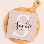 Modern Personalised Name Monogram Pastel Pink Tea Towel<br><div class="desc">Modern Personalised Name Monogram Pastel Pink</div>